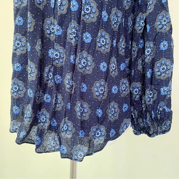 Anthropologie MAEVE Boswell Blue Peasant Longsleeve Blouse US size 6 M Medium - Picture 5 of 11
